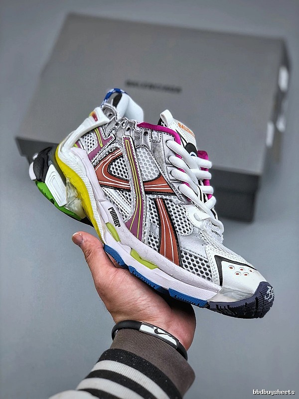 Balenciaga White Runner Multi-color Runner Sneaker for Streetwear Looks