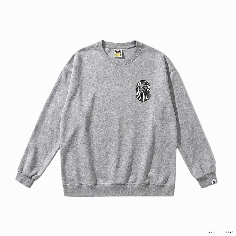 Bape Ape Head Minimalist Style Grey Sweatshirt