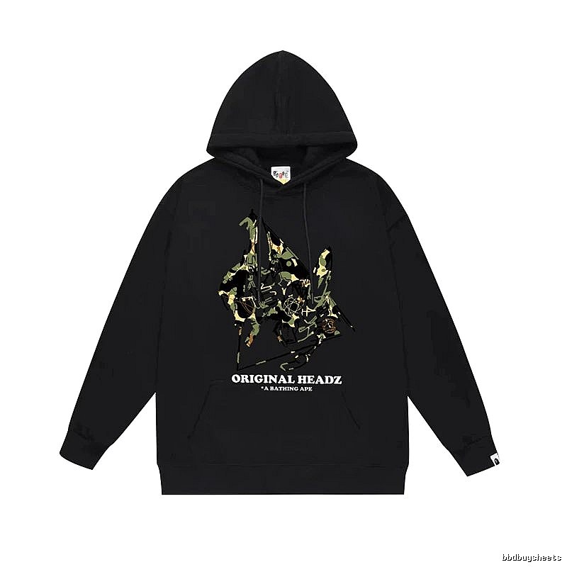 Bape camouflage-style black hoodie