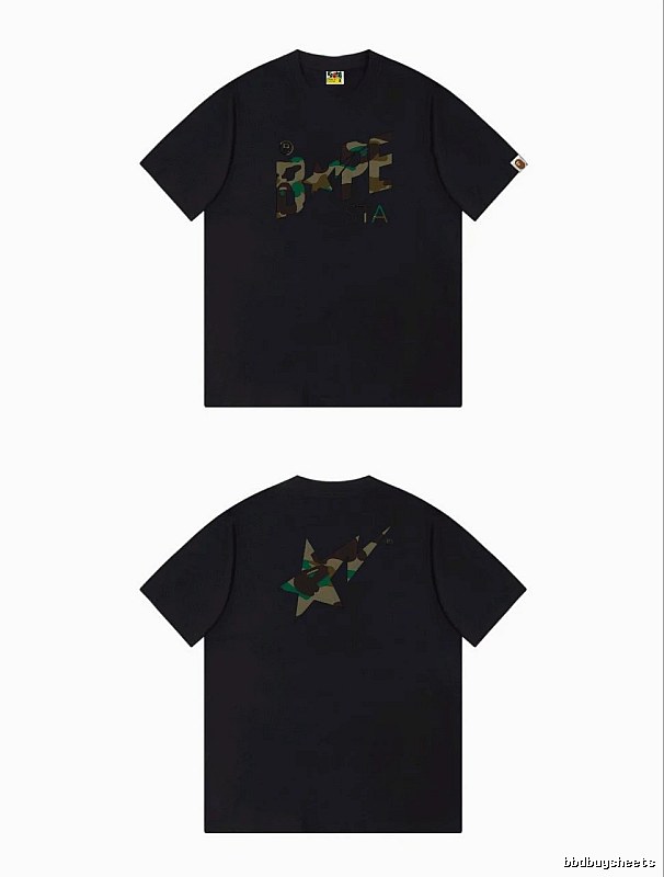 Bape camouflage style black T-shirt