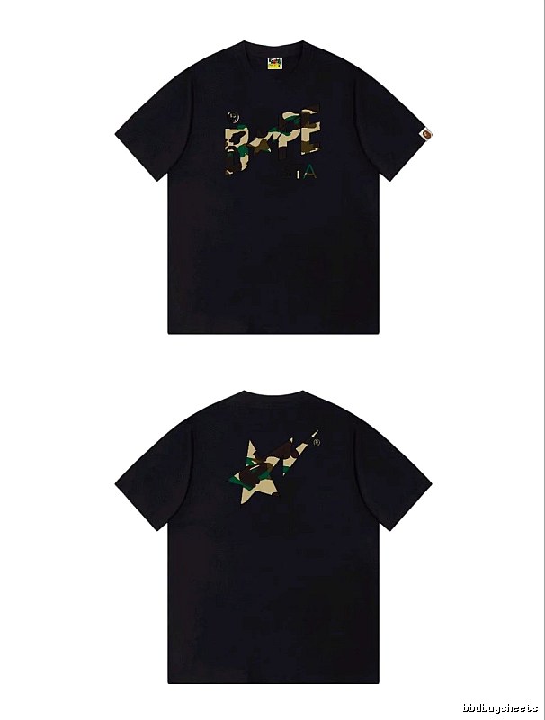 Bape camouflage style black T-shirt