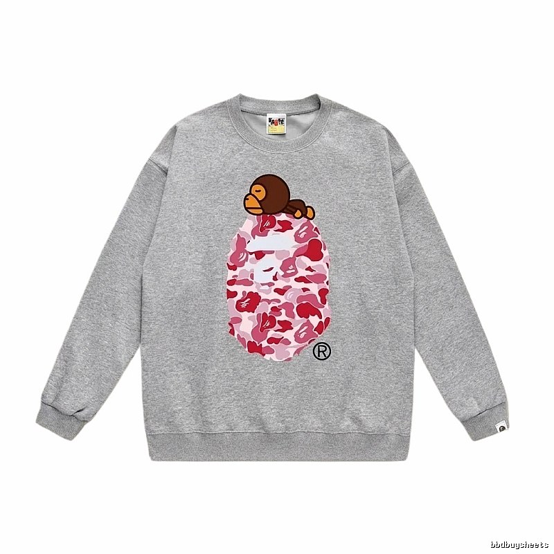 Bape cartoon camouflage style gray sweatshirt