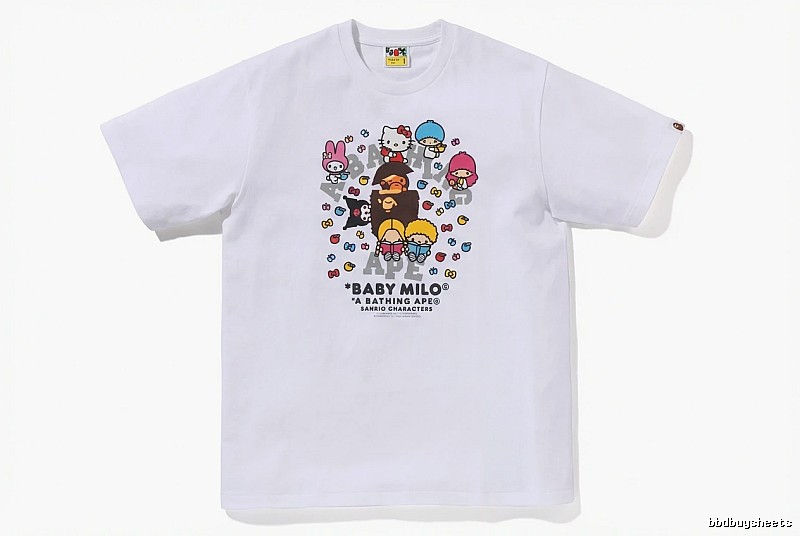 Bape cartoon - printed white T - shirt