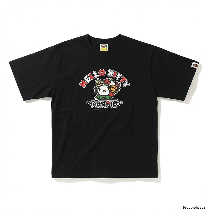 Bape Co-branded Cartoon Style Black T-shirt