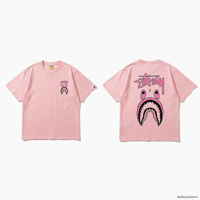 Bape Shark Pink Streetwear Short-sleeve Shirt