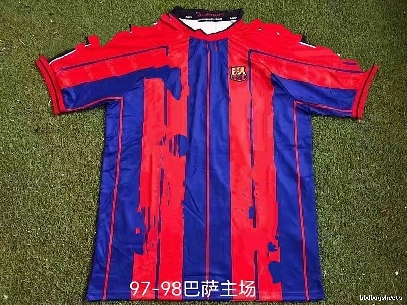 Barcelona Monogram Retro soccer jersey Blue Red Barcelona for Casual Outfits