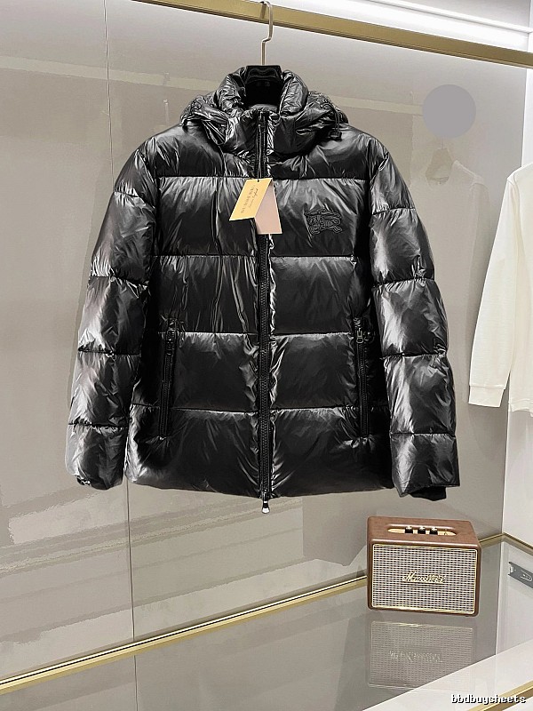 Black Hooded Glossy Glossy Puffer Jacket by Moncler
