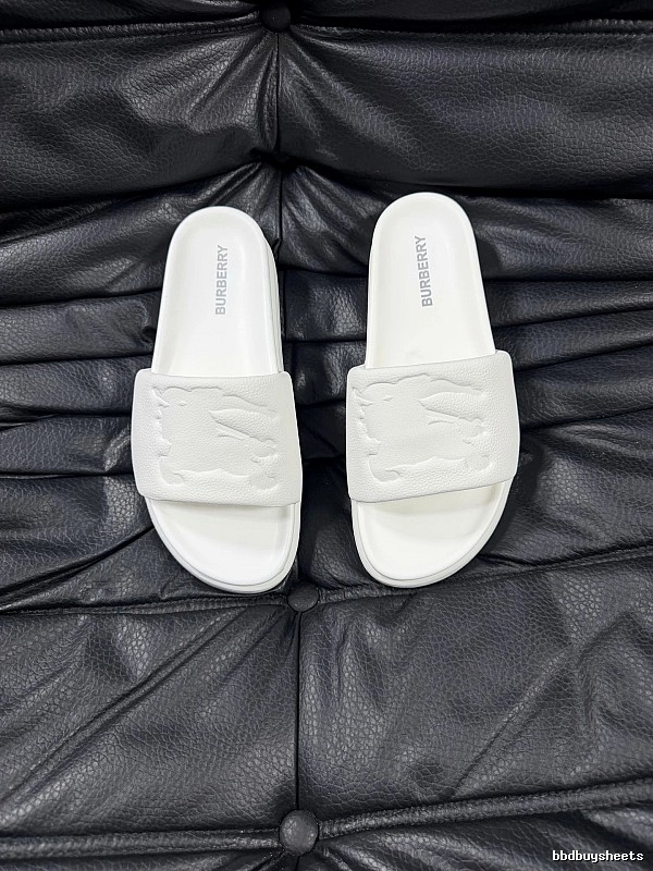 Burberry Embossed Equestrian Knight Minimalist White Slides