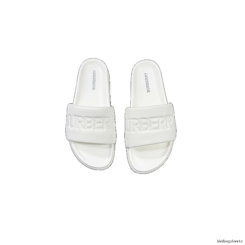 Burberry Embossed Minimalist Style White Slides