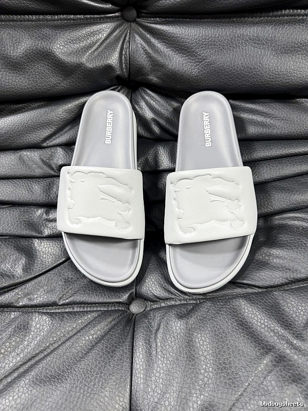 Burberry Equestrian Knight Light Luxury Style Light Grey Slides