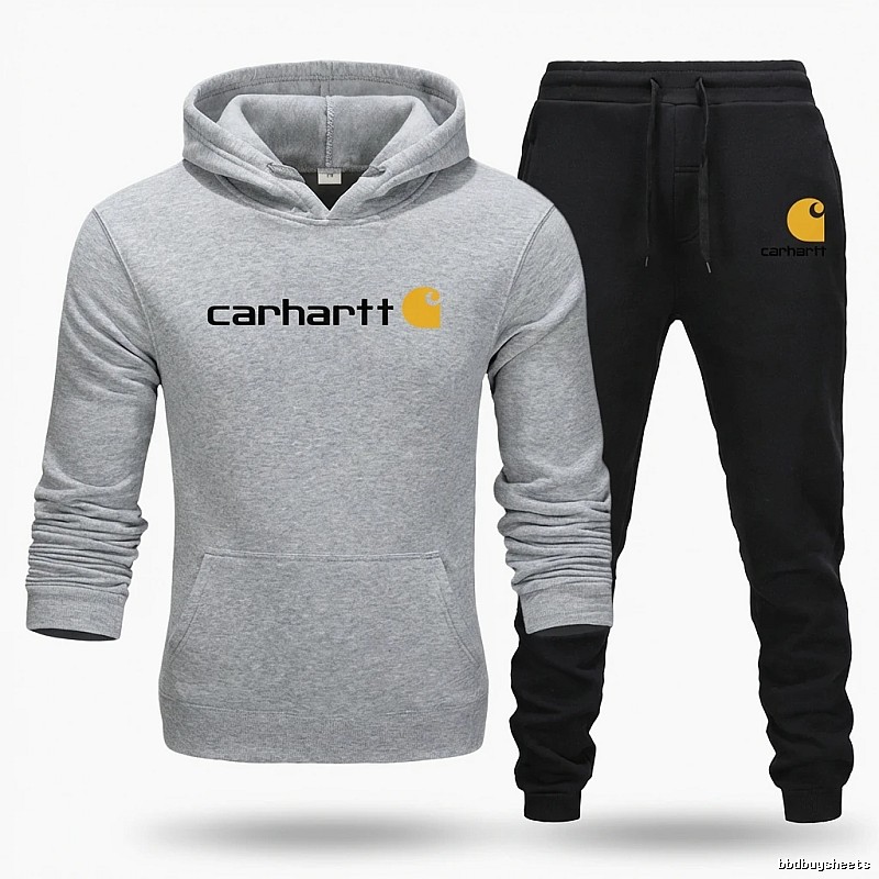 Carhartt trendy brand gray and black sportswear set