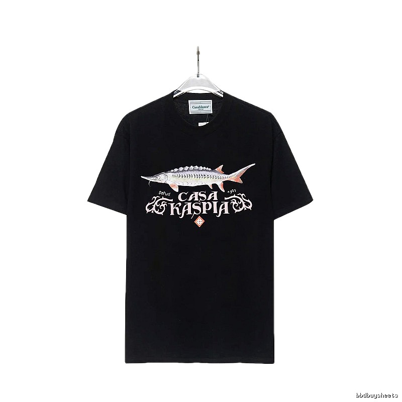 Casablanca printed trendy brand black T-shirt