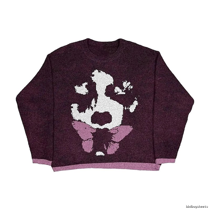 Casual Anime graphic sweater Black Knit Top for Streetwear Looks