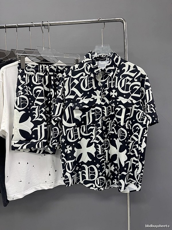 Chrome Hearts All-over Printed Gothic Style Black and White Set