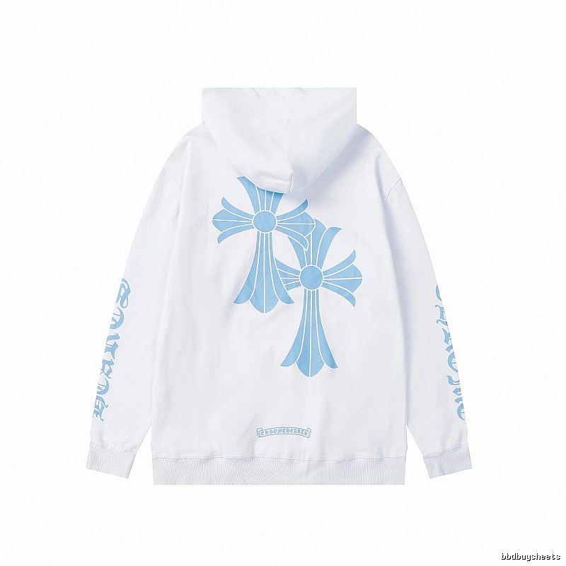 Chrome Hearts Casual Cross graphic hoodie Black Blue Cross for Streetwear Looks