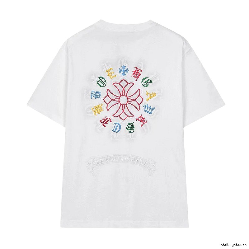 Chrome Hearts Colorful Embroidered Street Style White T-Shirt