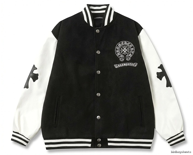 Chrome Hearts Cross Black and White Baseball Jacket