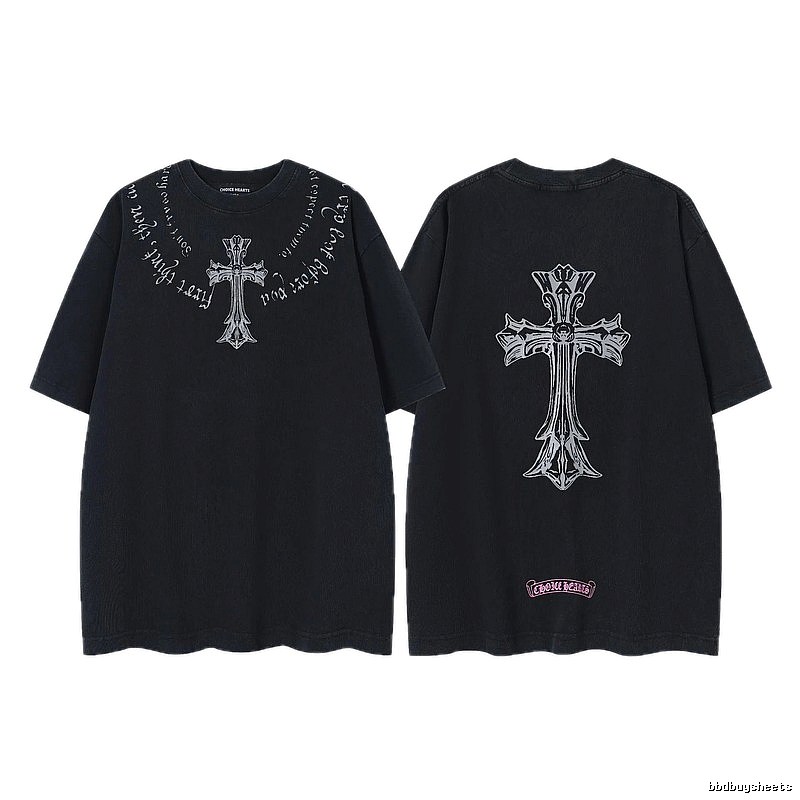 Chrome Hearts Cross Gothic Style Black Short Sleeve T-shirt