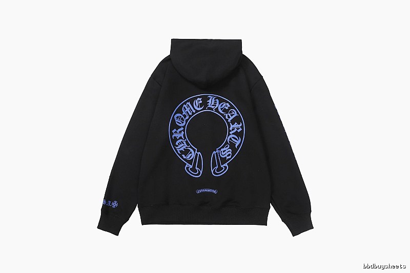 Chrome Hearts Logo Detail Cross graphic hoodie Black Blue Cross with Functional Detail