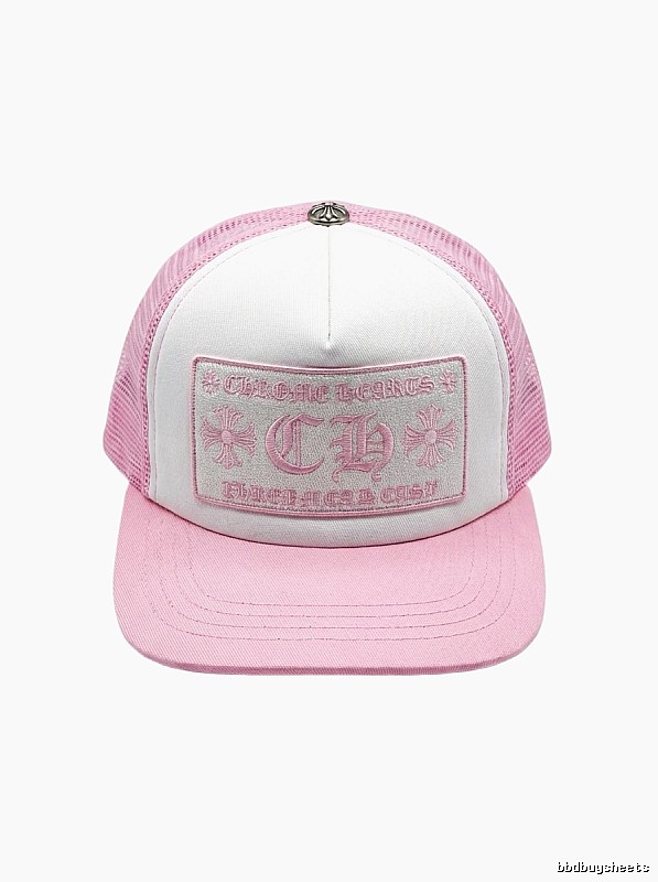 Chrome Hearts Pink and White Patchwork Trendy Hat