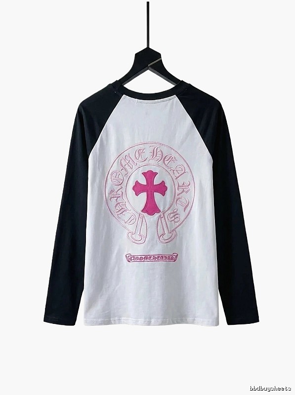 Chrome Hearts religious style pink and white spliced shirt
