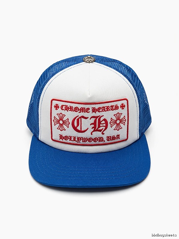 Chrome Hearts Retro Style Blue and White Hat