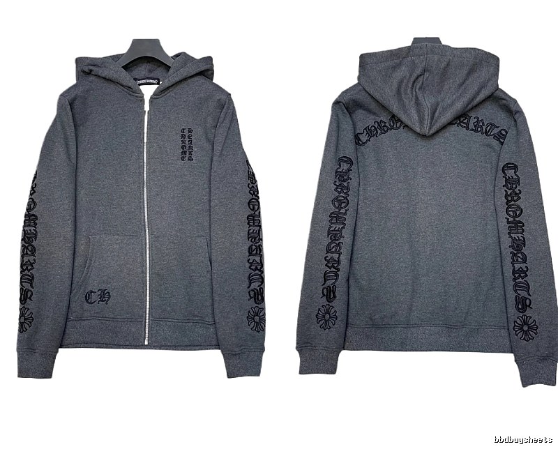 Chrome Hearts retro-style grey hoodie