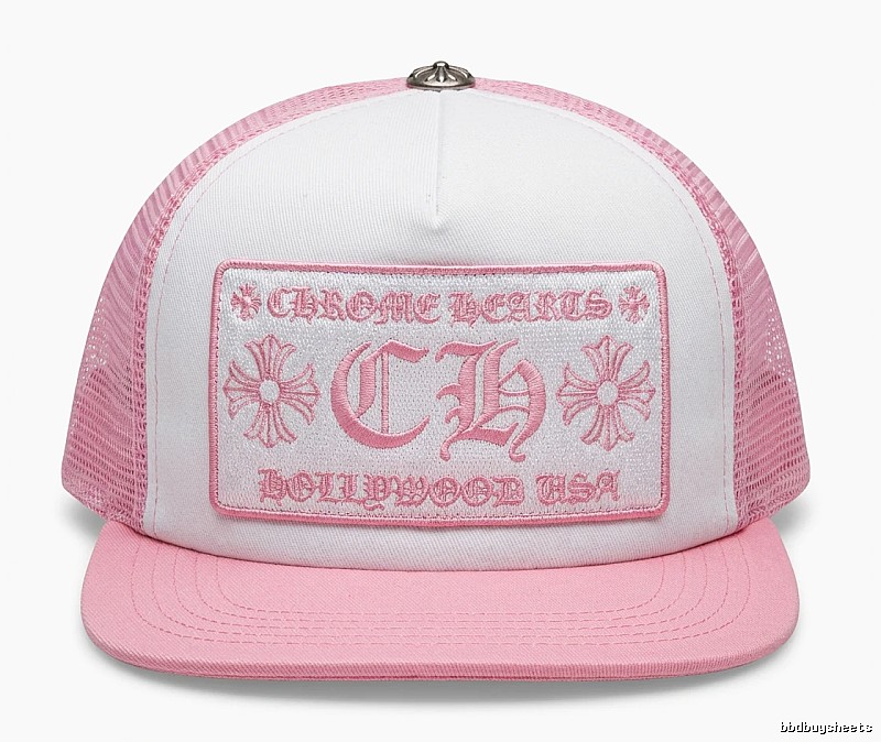 Chrome Hearts Retro Style Pink and White Hat