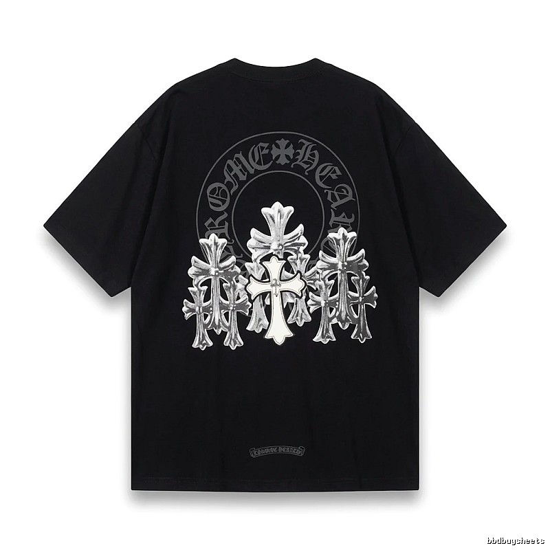 Chrome Hearts Silver Cross Black T - Shirt