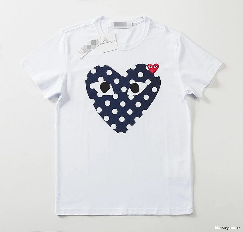 Comme des Garcons PLAY 2021-17 Blue Style 2117 Heart Logo T-Shirt Weekend Wear