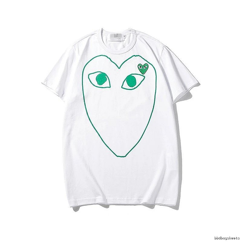 Comme des Garcons PLAY 2023-13 Green Style 2313 Heart Logo T-Shirt Soft Neutral