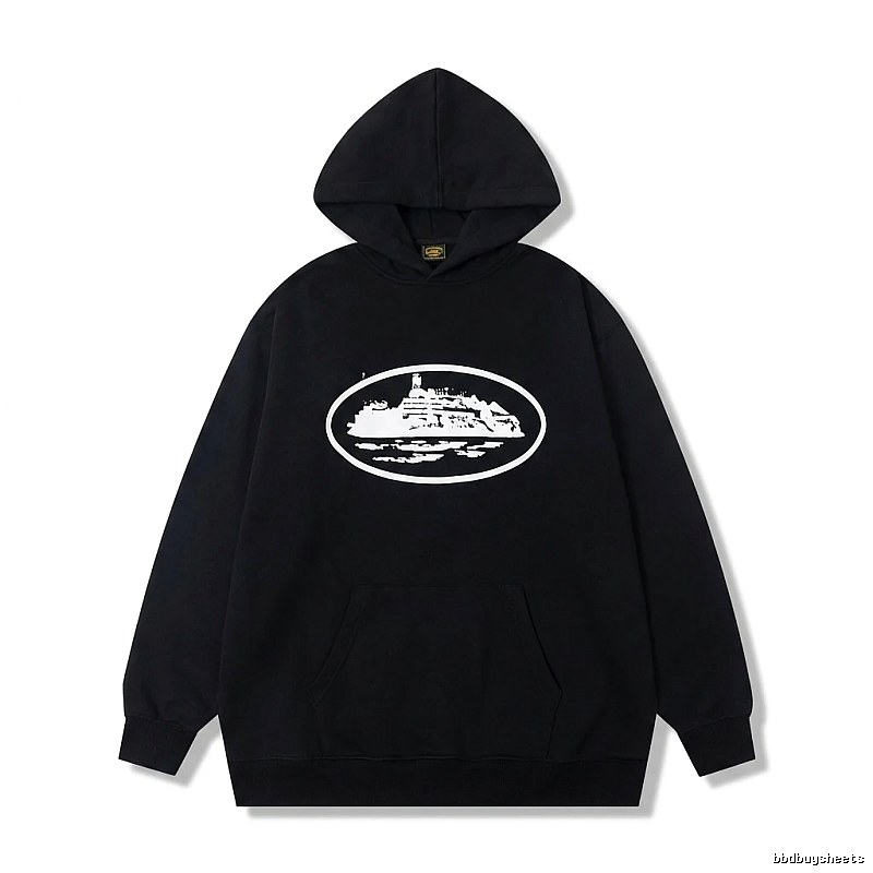 Corteiz black minimalist style hoodie