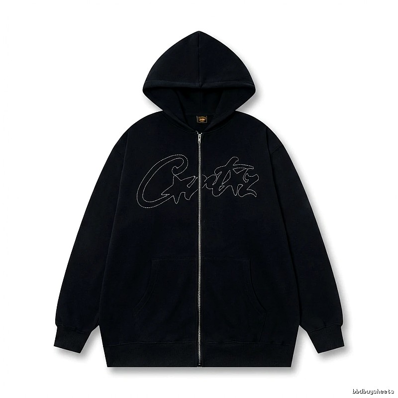 Corteiz minimalist style black hoodie