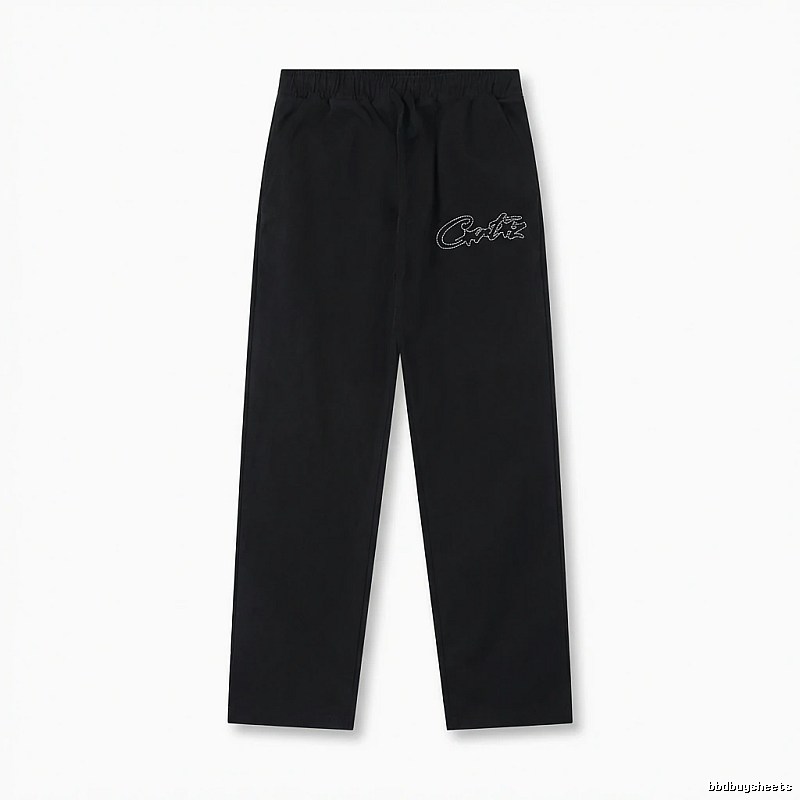 Corteiz minimalist style black long trousers