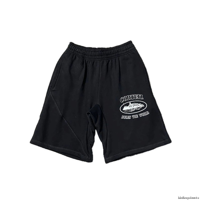 Corteiz retro-style black shorts