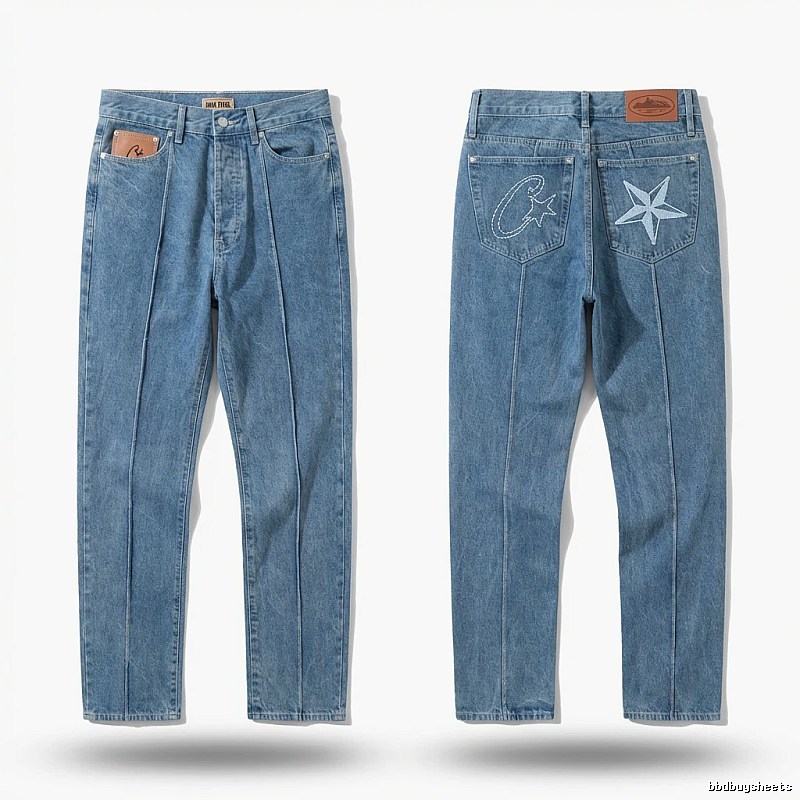 Corteiz star embroidery denim blue jeans