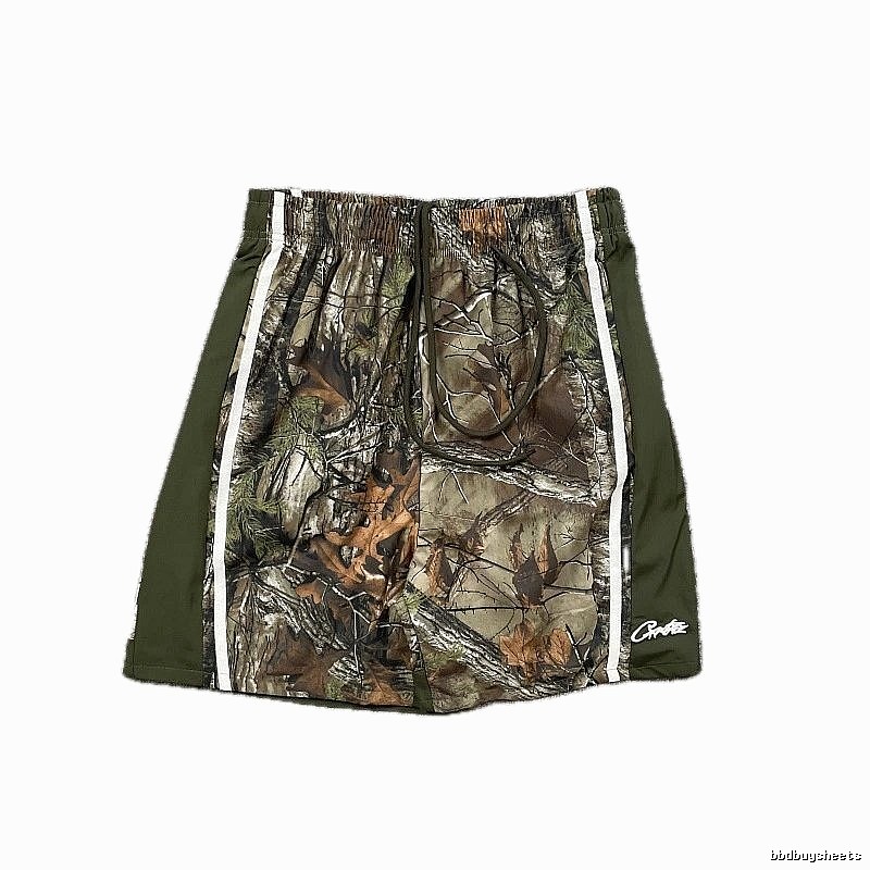 Corteiz Street Style Camouflage Army Green Athletic Shorts
