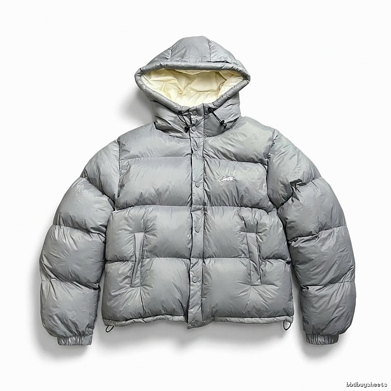 Corteiz trendy and cool style grey down jacket
