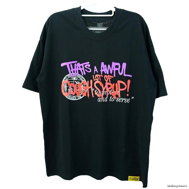 CoughSyrup Graffiti Street Style Black T-shirt