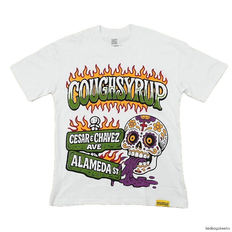 COUGHSYRUP Skeleton Print Street Style White T-Shirt
