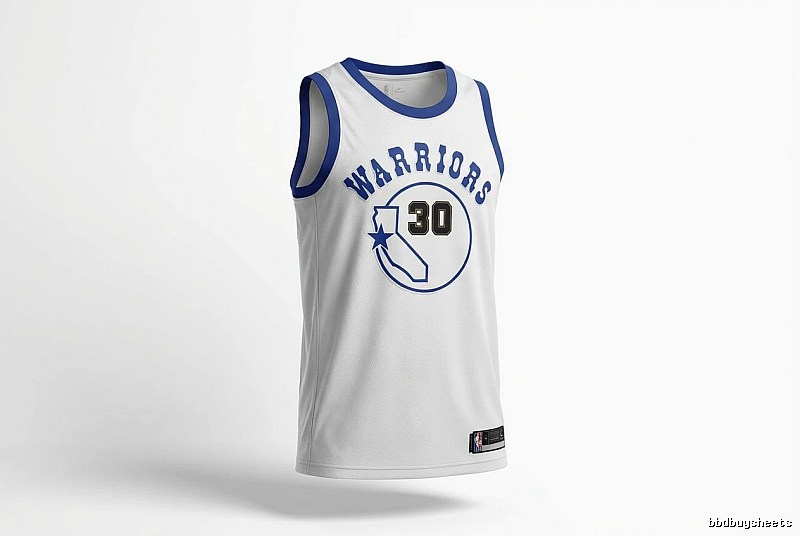 Curry's white basketball jersey of the Golden State Warriors.