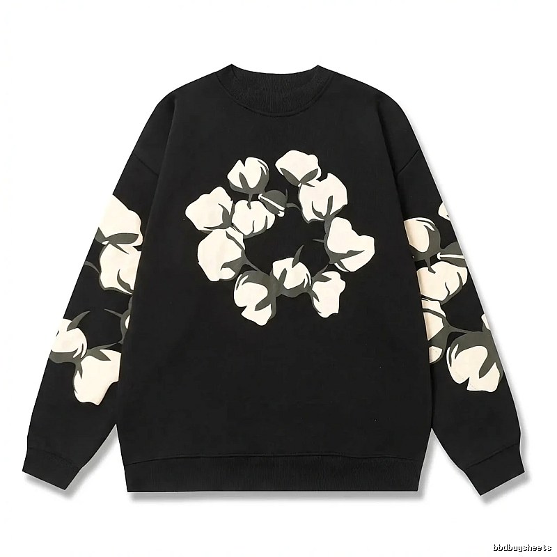 DENIM TEARS Cotton Printed Black Sweatshirt