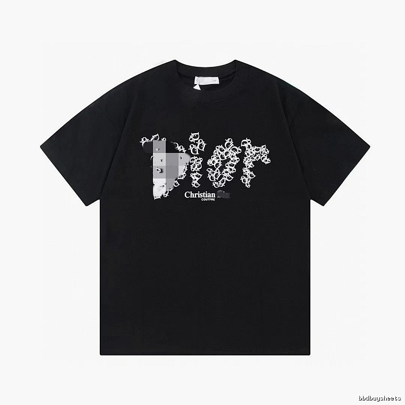 Dior Cool & Trendy Style Printed Black Short-sleeve T-shirt
