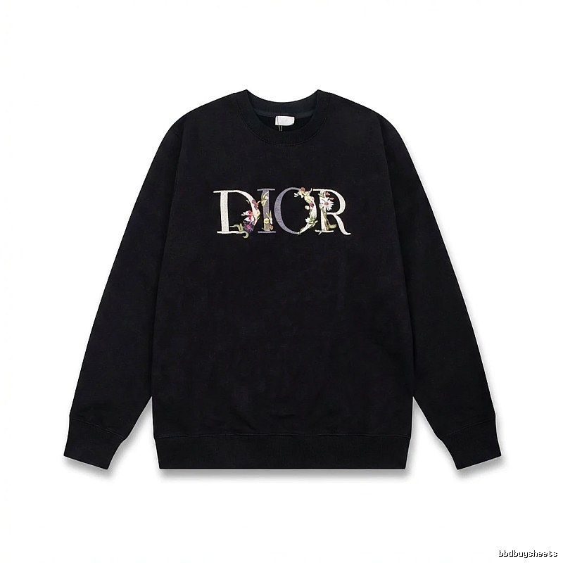 Dior Floral Alphabet Style Black Sweatshirt