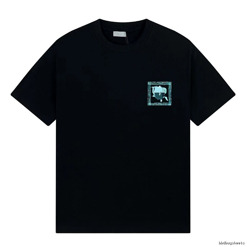 Dior Frame Print Trendy Style Black Short-sleeve T-shirt