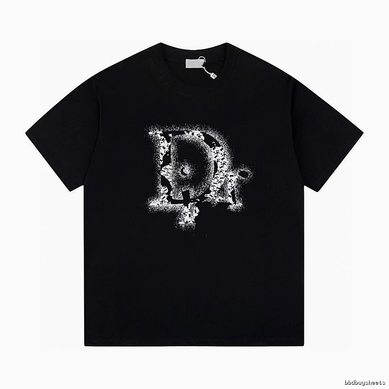 Dior Large D Print Trendy Style Black T-Shirt