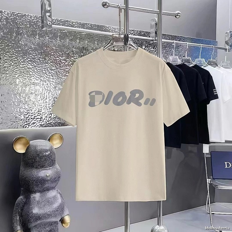 Dior Letter Print Light Luxury Style Beige T-Shirt