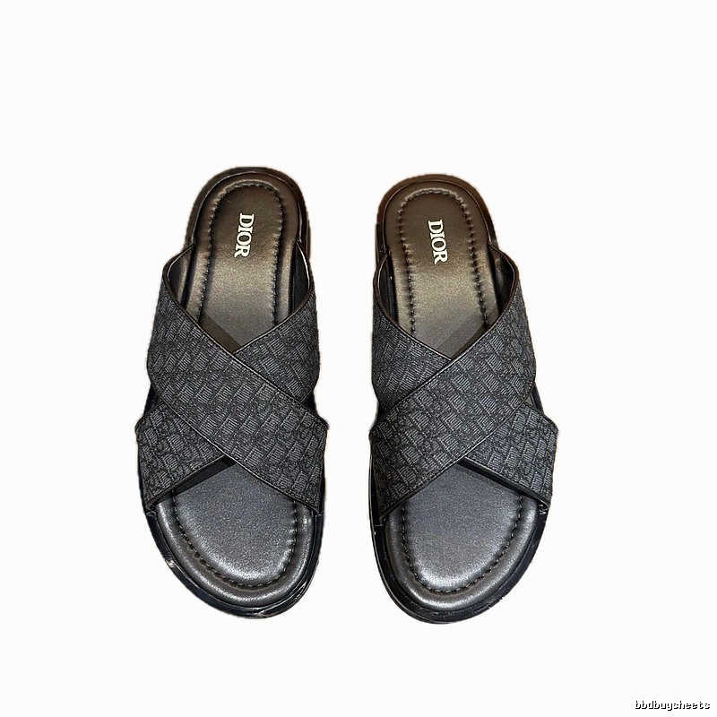 Dior Oblique Casual Style Black Slides