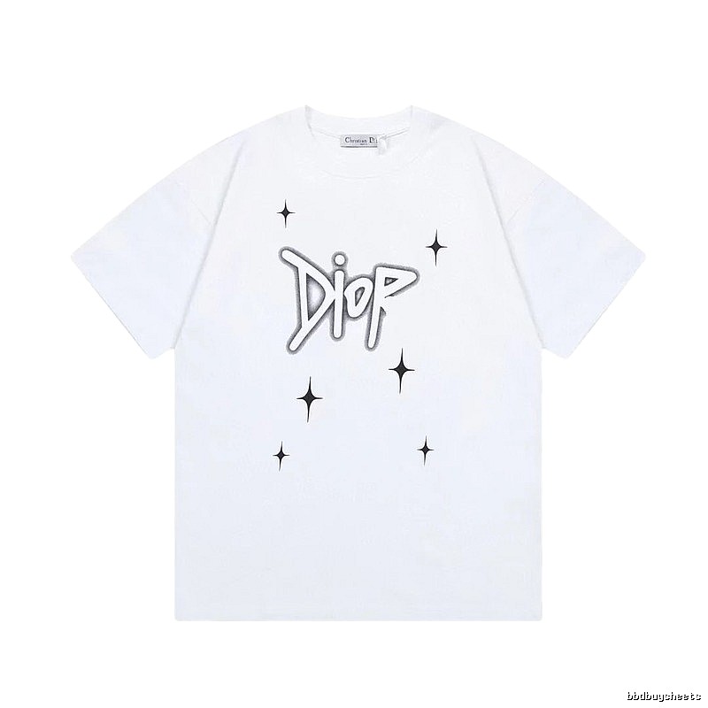 Dior Starburst Graffiti Street Style White Short-sleeve T-shirt