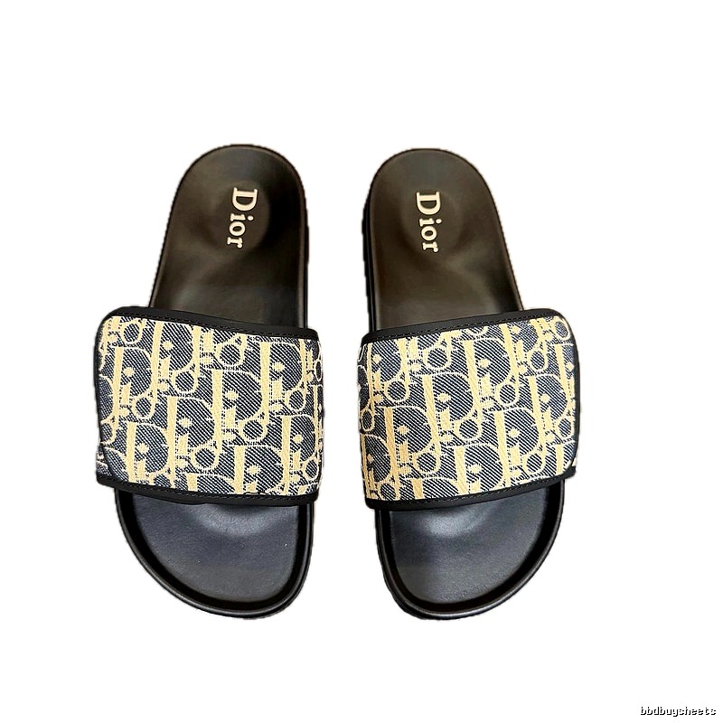 Dior Vintage-style Monogram Colorblock Slide Sandals
